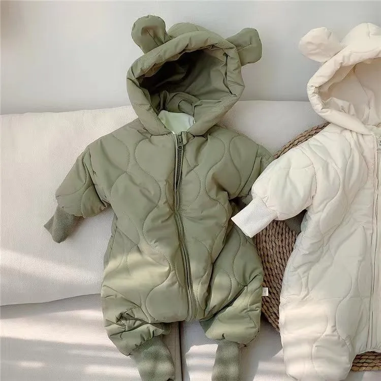 Baby Bear Quilted Plush Romper Coat