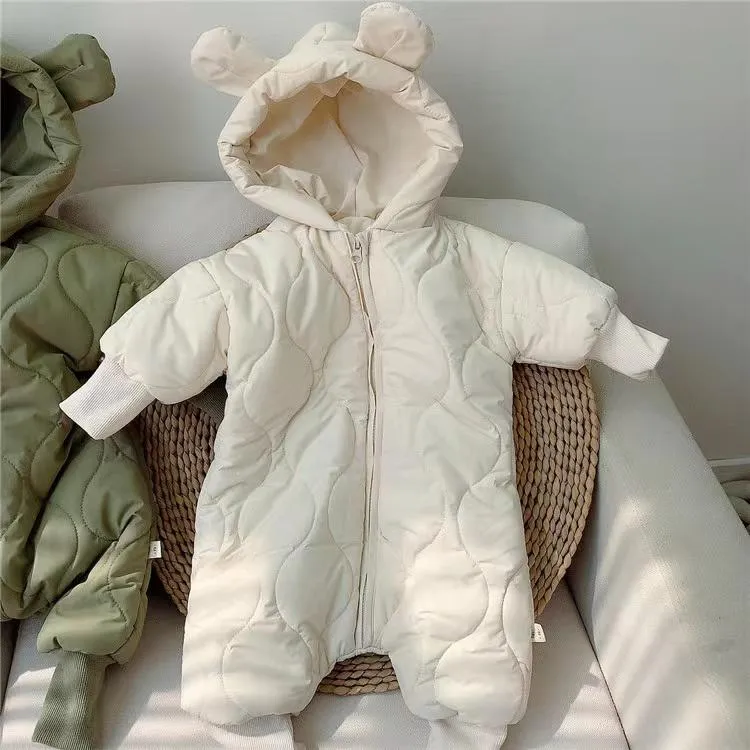 Baby Bear Quilted Plush Romper Coat