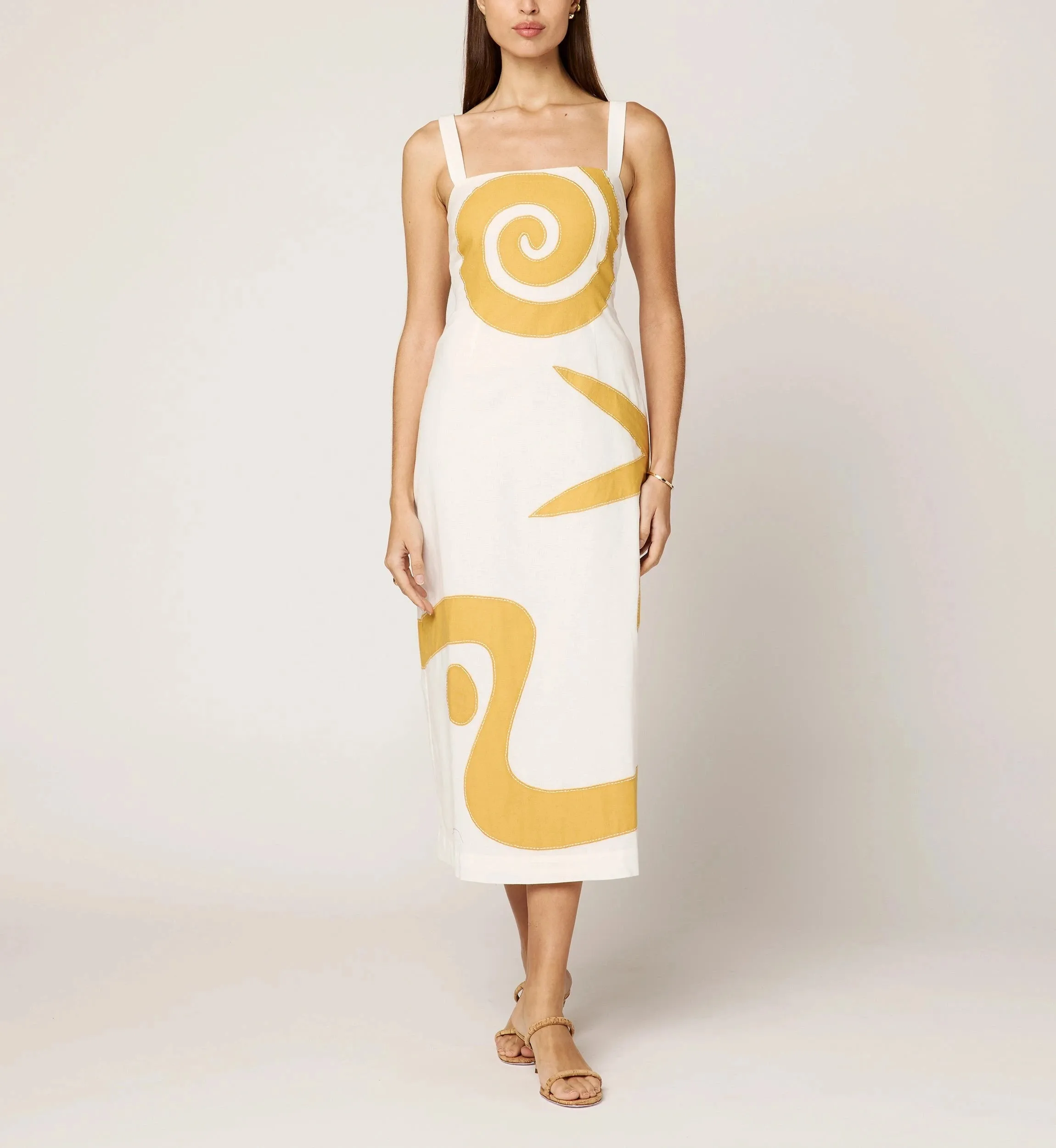 Brie Midi Dress | Ivory/Ochre