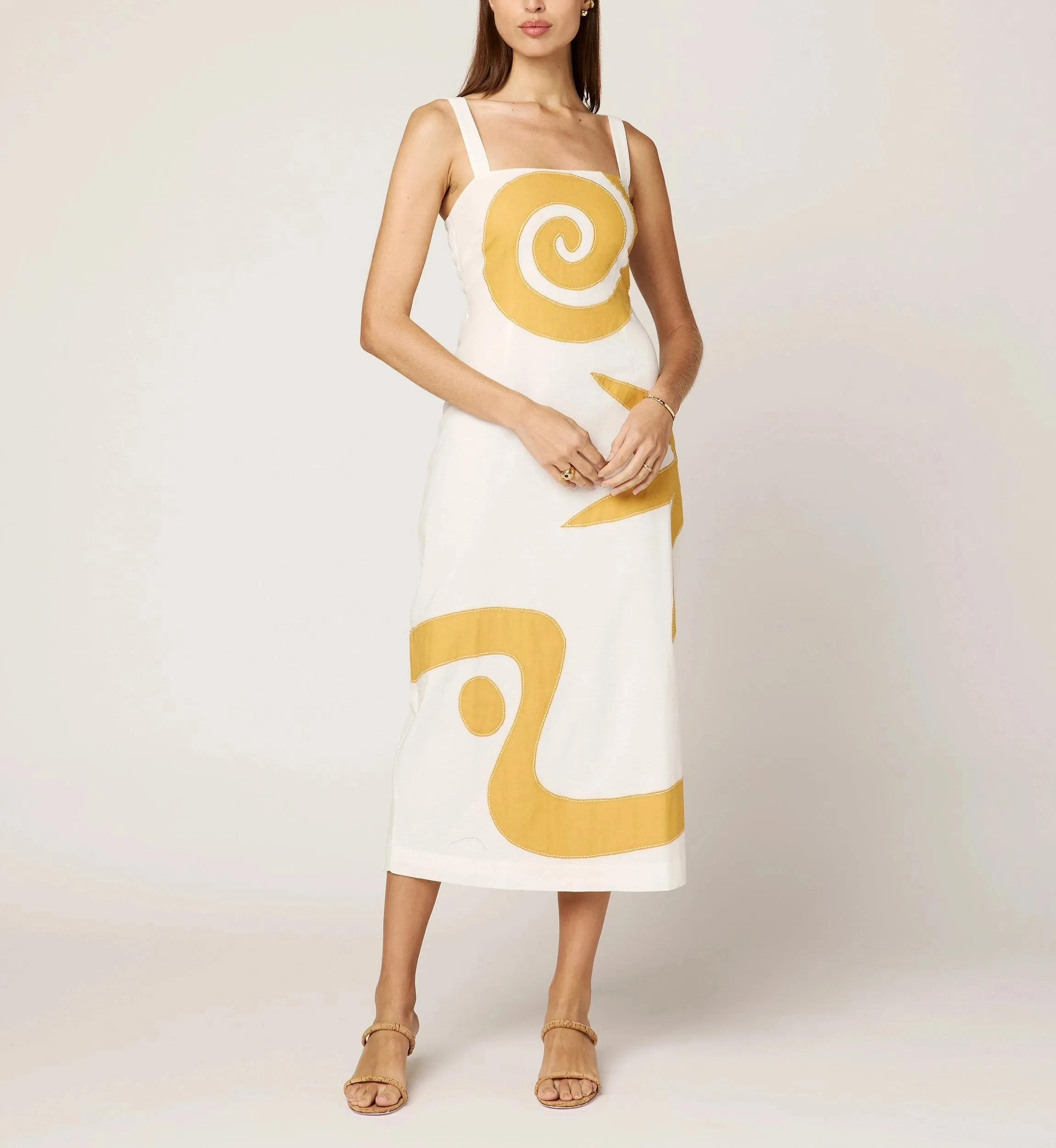 Brie Midi Dress | Ivory/Ochre