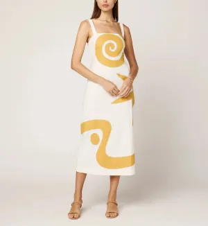 Brie Midi Dress | Ivory/Ochre