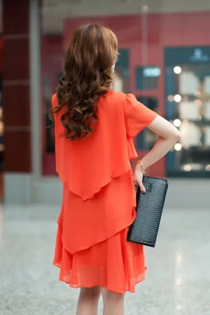 Chiffon Short Sleeved Layer Dress