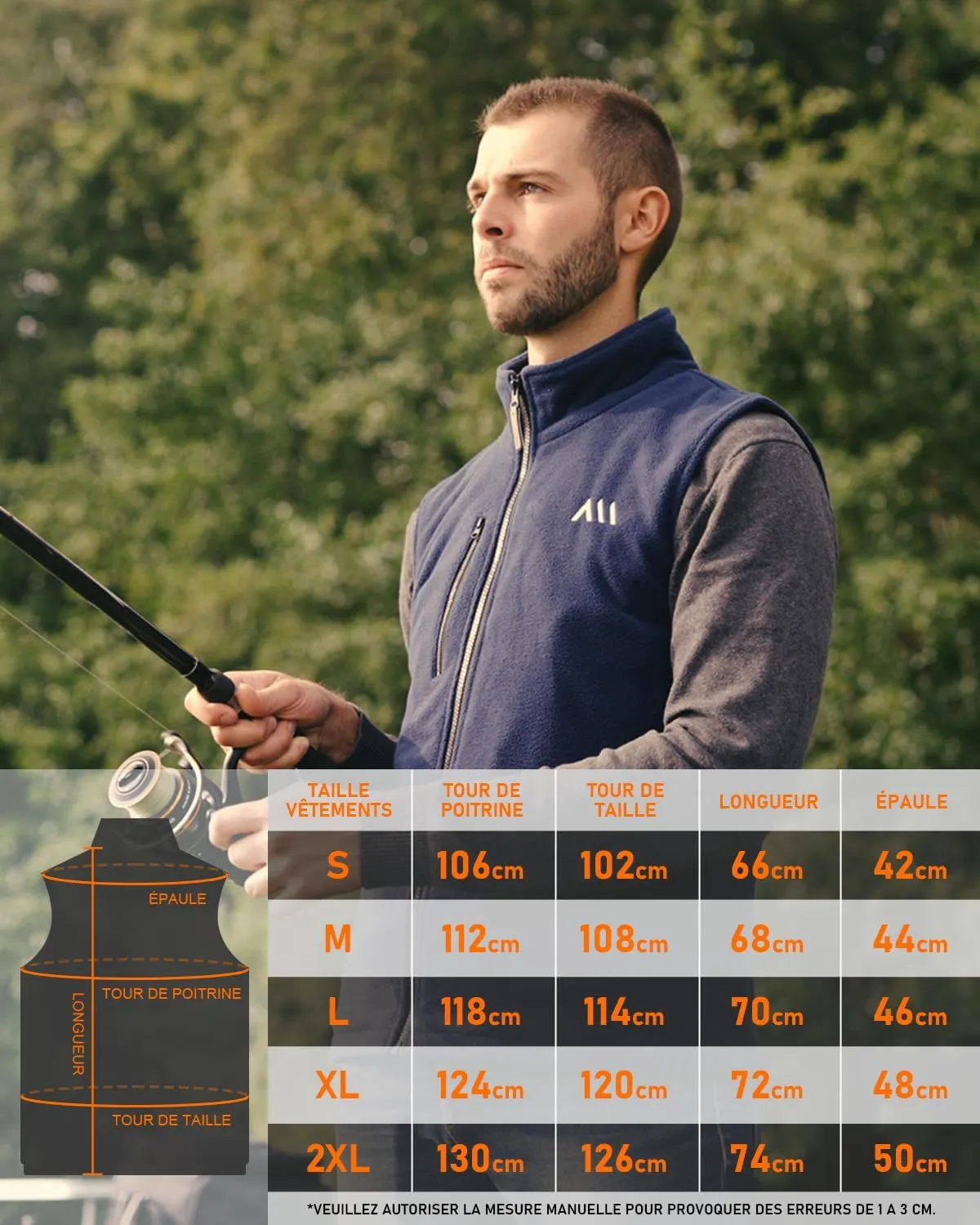 Gilet chauffant polaire sans manche homme - Fitnessterapy