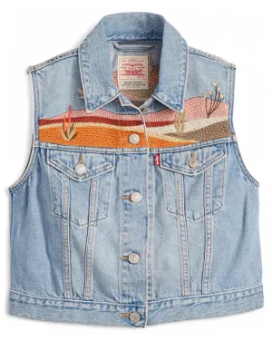 Gilet Xs Ricamato in Denim