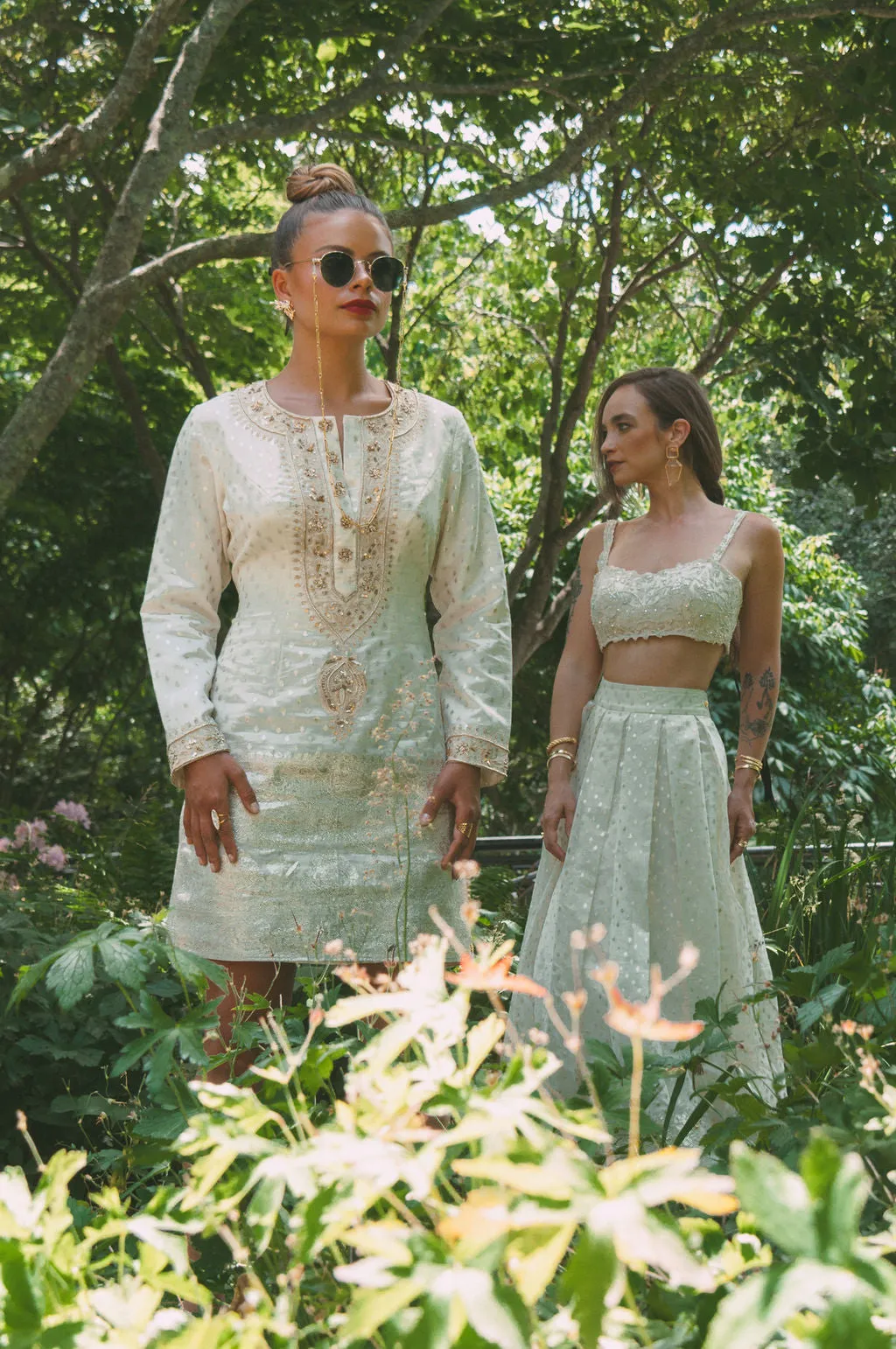 Ivory Brocade Embroidered Kurta Dress