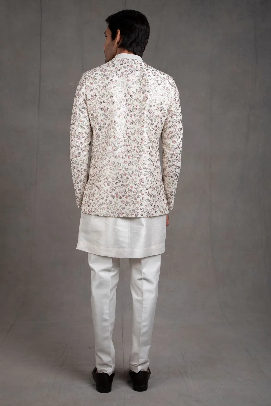 Ivory Embroidered Short Jacket Set