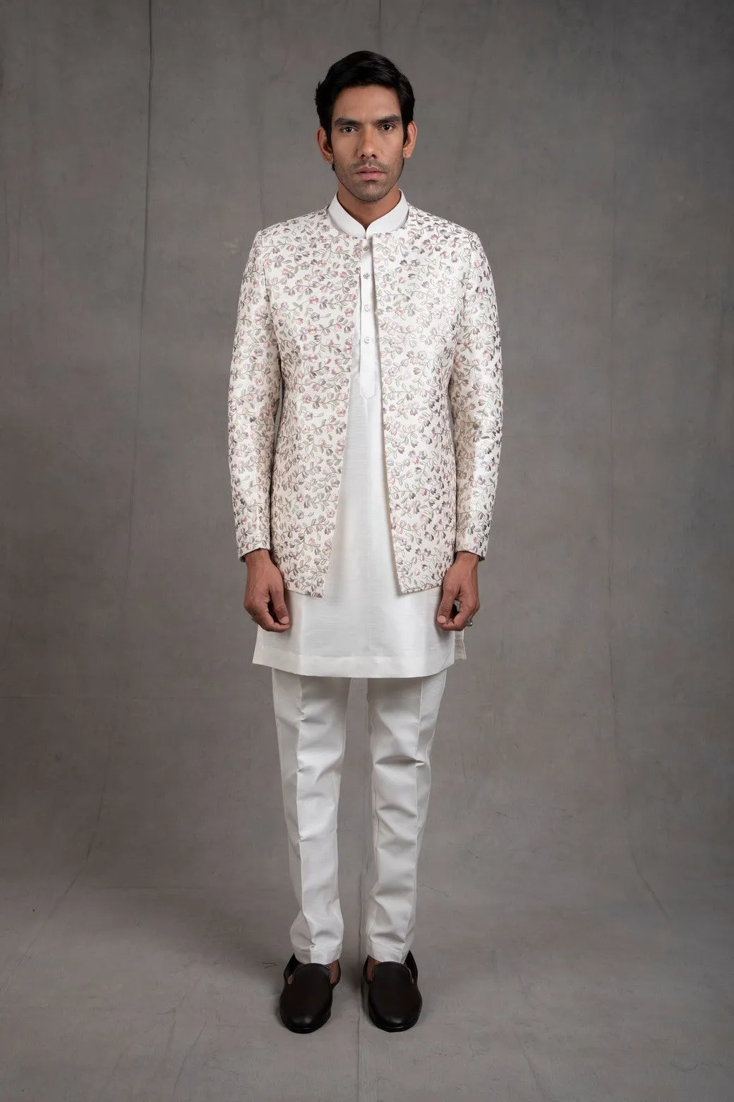 Ivory Embroidered Short Jacket Set
