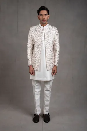 Ivory Embroidered Short Jacket Set