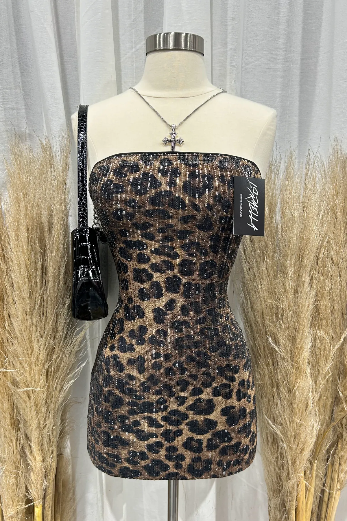 Jay Sparkle Mini Dress (Black Leopard)