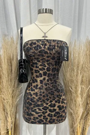Jay Sparkle Mini Dress (Black Leopard)