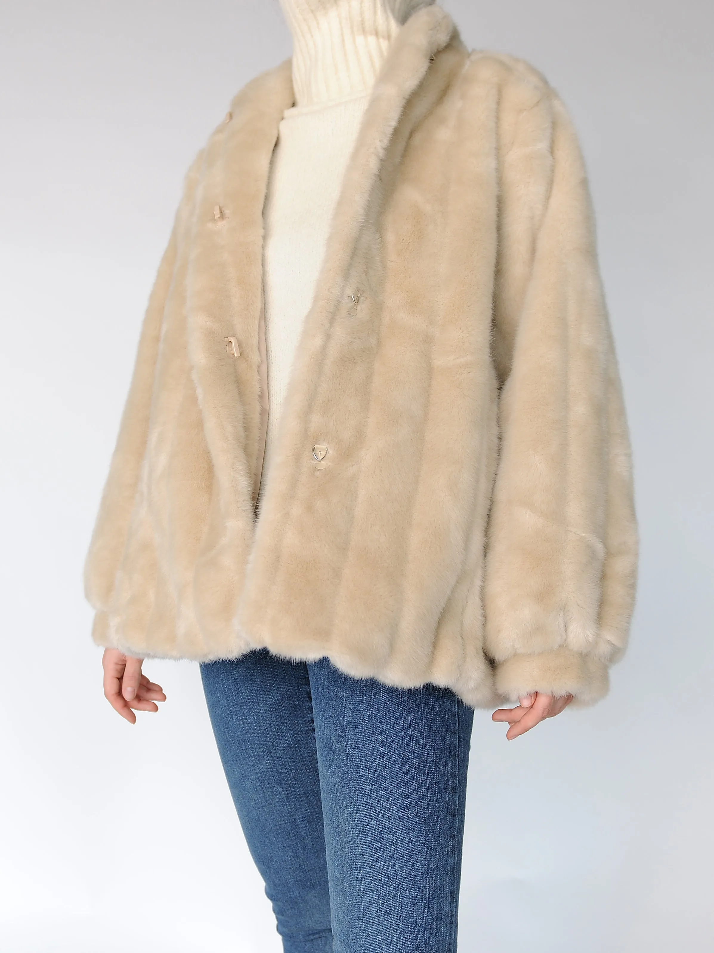 Luxury Faux Fur Beige Jacket