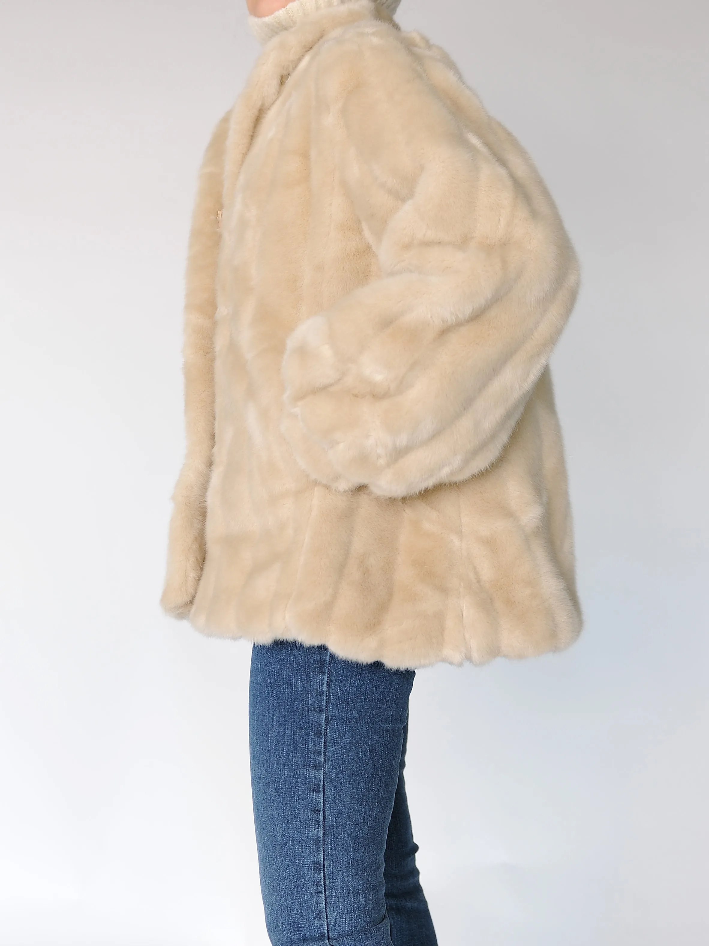 Luxury Faux Fur Beige Jacket