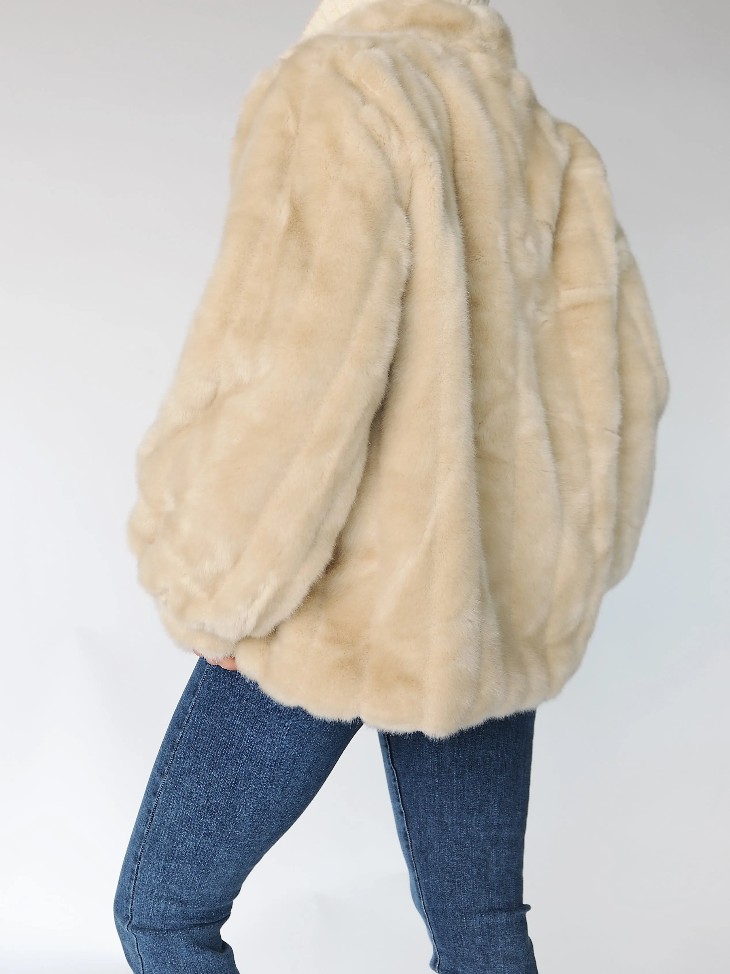 Luxury Faux Fur Beige Jacket