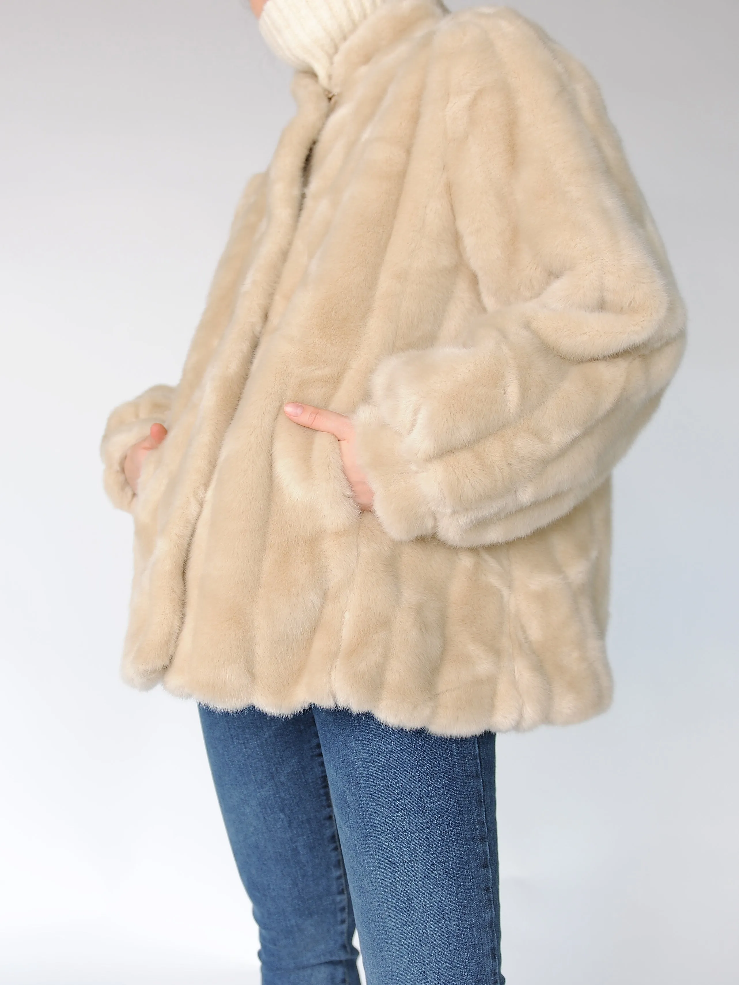 Luxury Faux Fur Beige Jacket