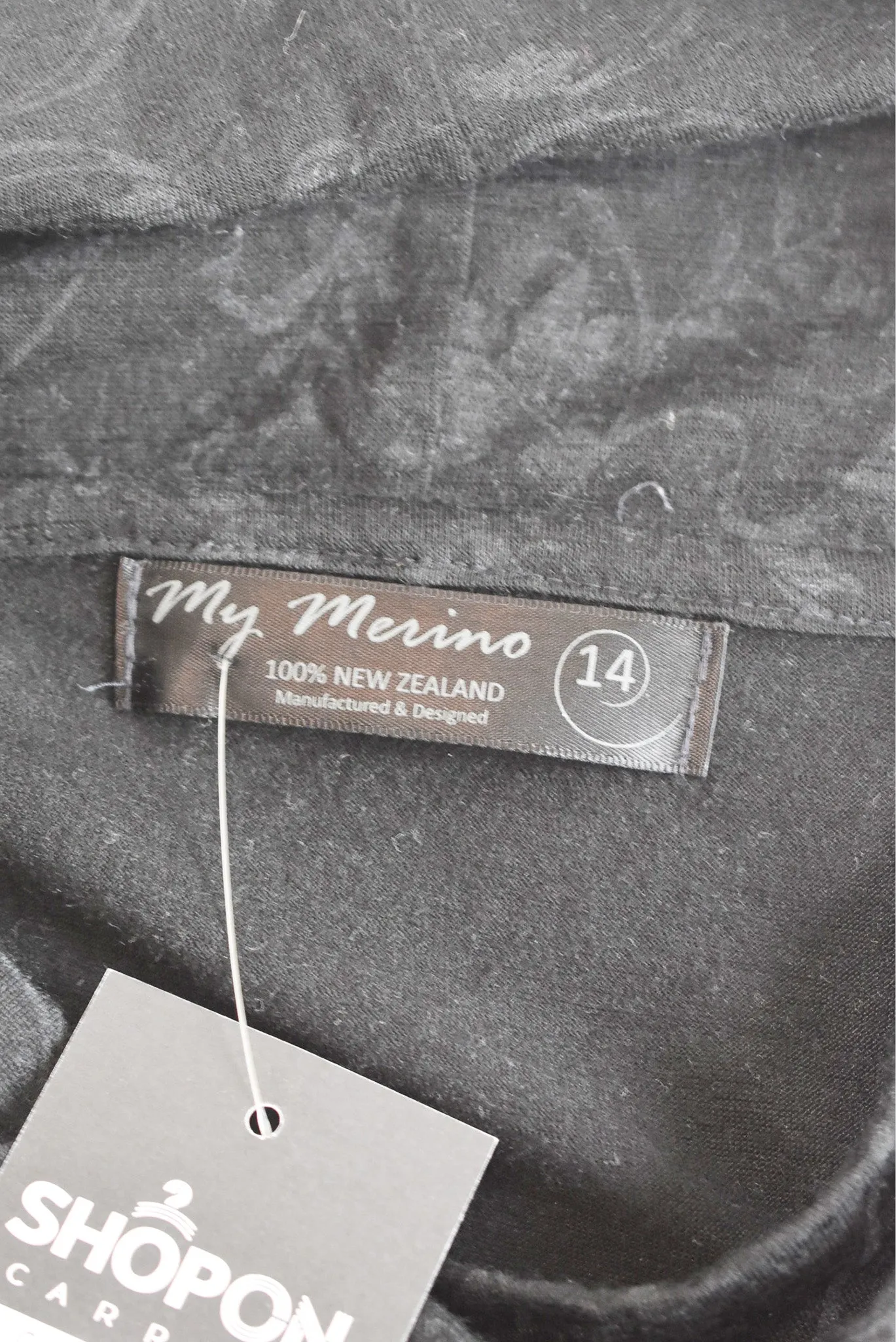 My Merino 100% NZ made full slit black wrap dress, 14