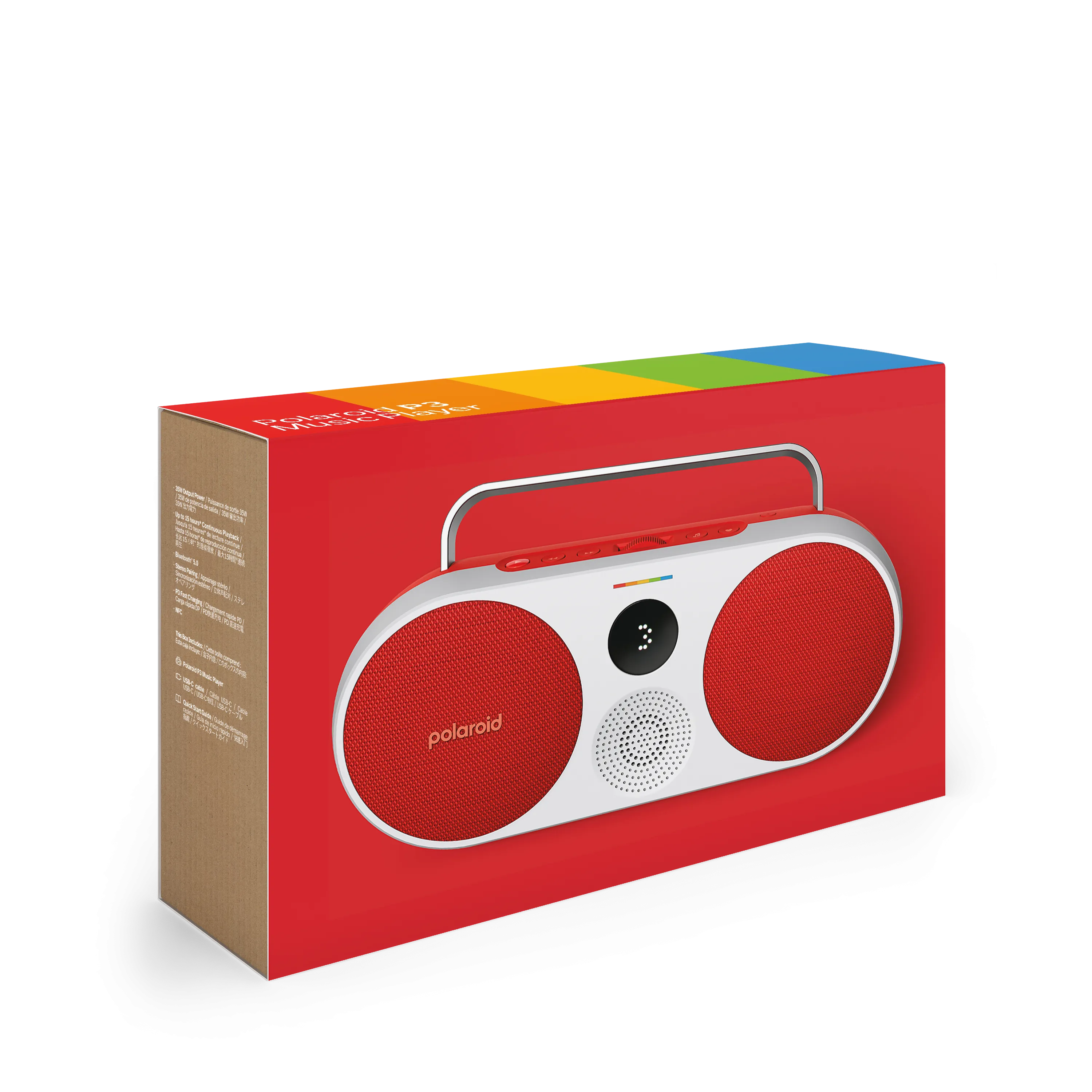 POLAROID P3 Music Player Bluetooth Wireless Portable Speaker - Red & White